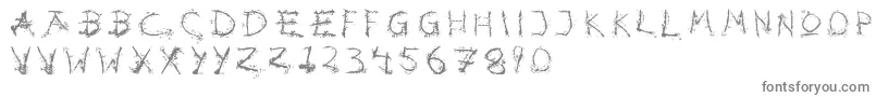 Hotsblots-fontti – harmaat kirjasimet valkoisella taustalla