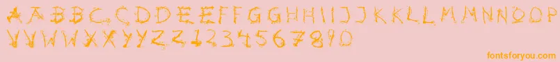 フォントHotsblots – オレンジの文字がピンクの背景にあります。