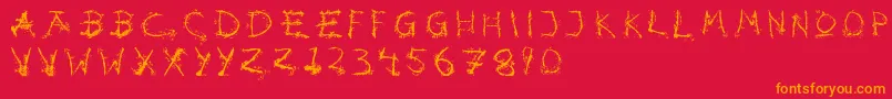 フォントHotsblots – 赤い背景にオレンジの文字