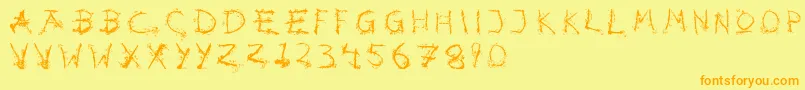 フォントHotsblots – オレンジの文字が黄色の背景にあります。