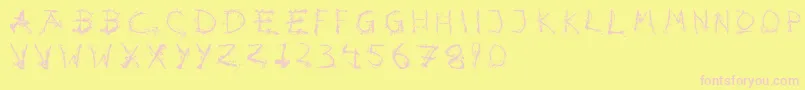 Hotsblots-fontti – vaaleanpunaiset fontit keltaisella taustalla