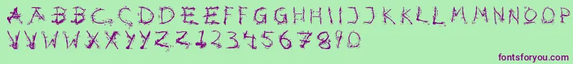 Hotsblots-Schriftart – Violette Schriften auf grünem Hintergrund