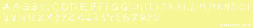 Hotsblots-fontti – valkoiset fontit keltaisella taustalla