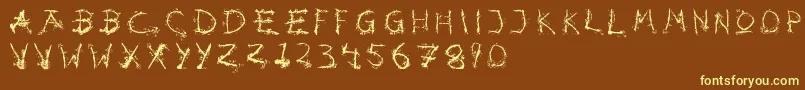 Hotsblots-fontti – keltaiset fontit ruskealla taustalla