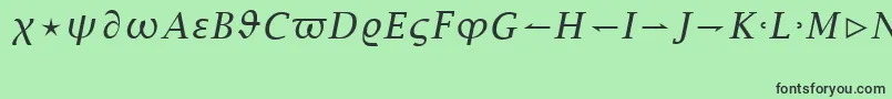 Fonte MathItalic – fontes pretas em um fundo verde