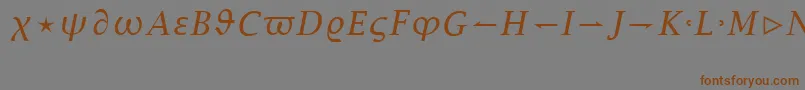 フォントMathItalic – 茶色の文字が灰色の背景にあります。