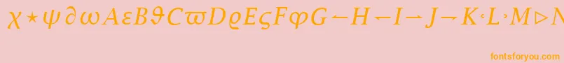 MathItalic-fontti – oranssit fontit vaaleanpunaisella taustalla