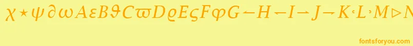 Fonte MathItalic – fontes laranjas em um fundo amarelo