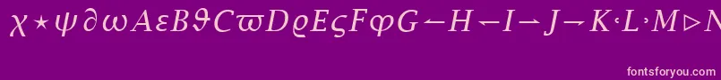 MathItalic-fontti – vaaleanpunaiset fontit violetilla taustalla