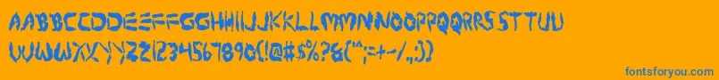 ProtoplasmCondensed-Schriftart – Blaue Schriften auf orangefarbenem Hintergrund