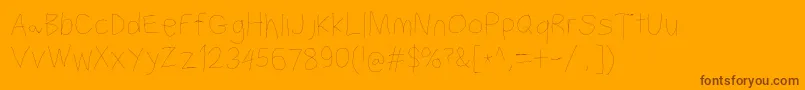 Filamentthree-Schriftart – Braune Schriften auf orangefarbenem Hintergrund