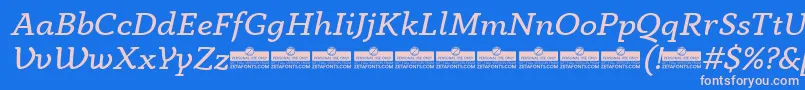 AnaphoraBookItalicTrial Font – Pink Fonts on Blue Background