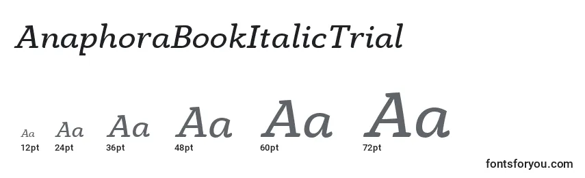 Größen der Schriftart AnaphoraBookItalicTrial