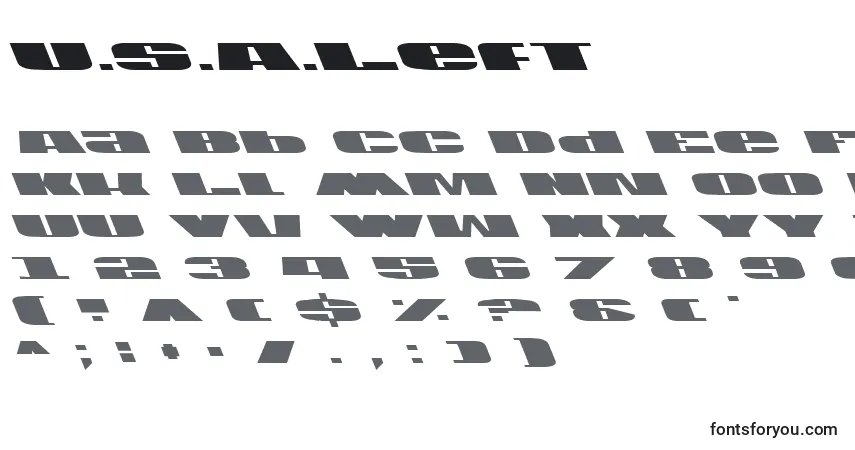 Шрифт U.S.A.Left – алфавит, цифры, специальные символы