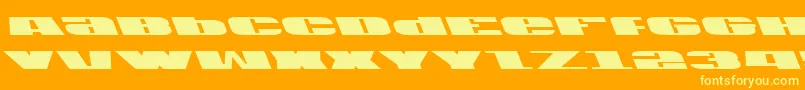 U.S.A.Left-Schriftart – Gelbe Schriften auf orangefarbenem Hintergrund