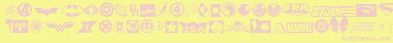 Hallheroes11-fontti – vaaleanpunaiset fontit keltaisella taustalla