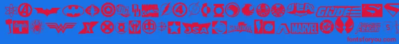 フォントHallheroes11 – 赤い文字の青い背景