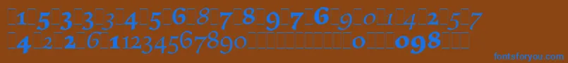 フォントElysiumOsFiguresLetPlain.1.0 – 茶色の背景に青い文字