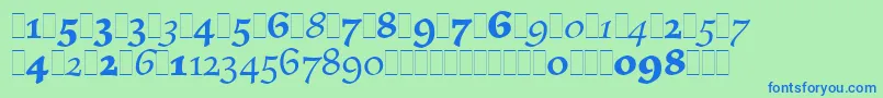 フォントElysiumOsFiguresLetPlain.1.0 – 青い文字は緑の背景です。