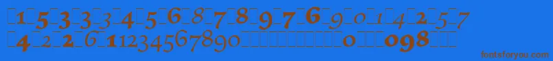 フォントElysiumOsFiguresLetPlain.1.0 – 茶色の文字が青い背景にあります。