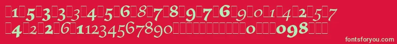 フォントElysiumOsFiguresLetPlain.1.0 – 赤い背景に緑の文字