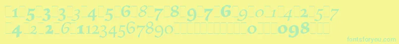 フォントElysiumOsFiguresLetPlain.1.0 – 黄色い背景に緑の文字