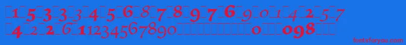 Шрифт ElysiumOsFiguresLetPlain.1.0 – красные шрифты на синем фоне