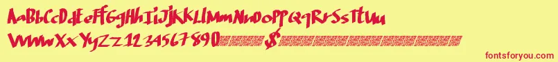 Digitalriver-Schriftart – Rote Schriften auf gelbem Hintergrund