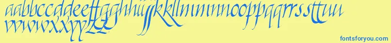 Killigra-Schriftart – Blaue Schriften auf gelbem Hintergrund