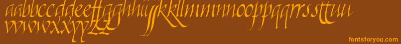 Killigra-Schriftart – Orangefarbene Schriften auf braunem Hintergrund