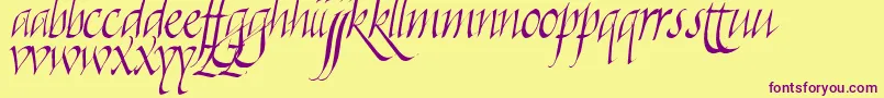 Killigra-Schriftart – Violette Schriften auf gelbem Hintergrund