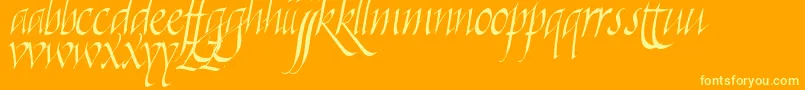 Killigra-Schriftart – Gelbe Schriften auf orangefarbenem Hintergrund