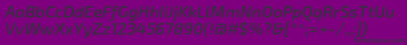 Exo2.0Mediumitalic-fontti – mustat fontit violetilla taustalla