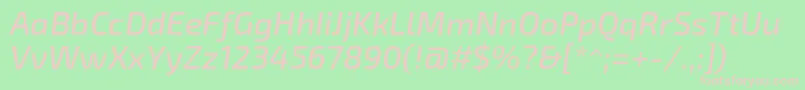 Fonte Exo2.0Mediumitalic – fontes rosa em um fundo verde