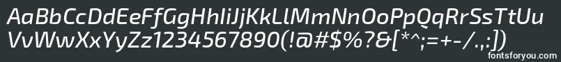 フォントExo2.0Mediumitalic – 黒い背景に白い文字