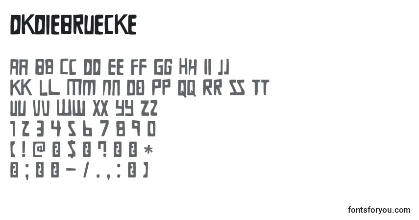 Czcionka DkDieBruecke – alfabet, cyfry, specjalne znaki