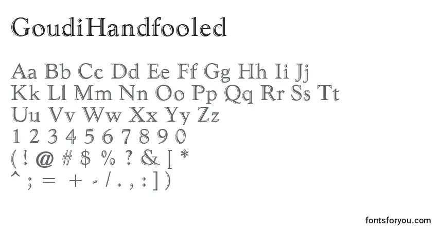 A fonte GoudiHandfooled – alfabeto, números, caracteres especiais