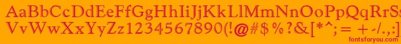 フォントGoudiHandfooled – オレンジの背景に赤い文字