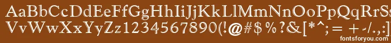 フォントGoudiHandfooled – 茶色の背景に白い文字