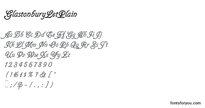 Шрифт GlastonburyLetPlain – алфавит, цифры, специальные символы