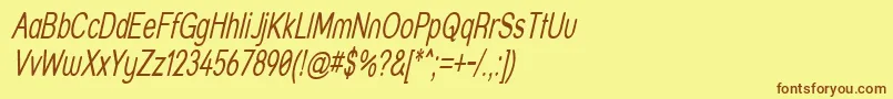 フォントStrthit – 茶色の文字が黄色の背景にあります。