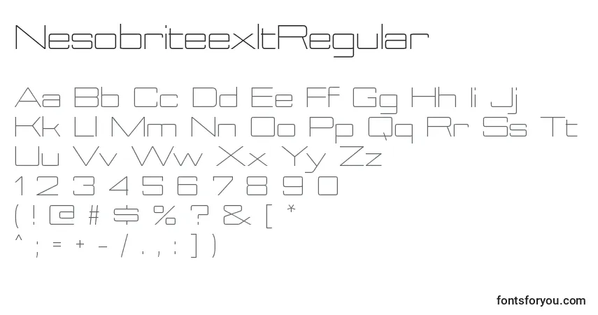 A fonte NesobriteexltRegular – alfabeto, números, caracteres especiais