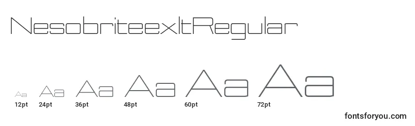 Размеры шрифта NesobriteexltRegular