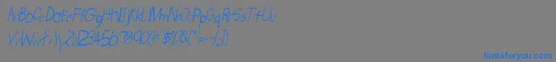 TabathaCnItalic-Schriftart – Blaue Schriften auf grauem Hintergrund