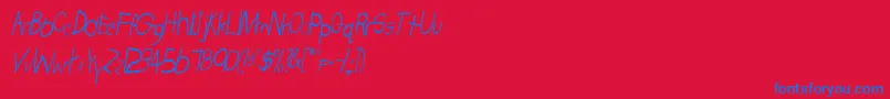 TabathaCnItalic Font – Blue Fonts on Red Background