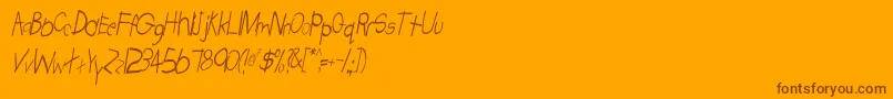 TabathaCnItalic-Schriftart – Braune Schriften auf orangefarbenem Hintergrund