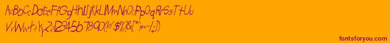 TabathaCnItalic Font – Purple Fonts on Orange Background