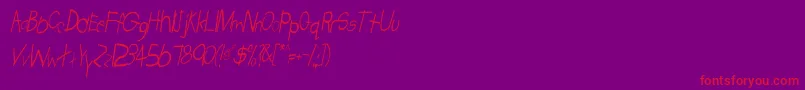 TabathaCnItalic-Schriftart – Rote Schriften auf violettem Hintergrund
