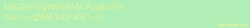 TabathaCnItalic Font – Yellow Fonts on Green Background