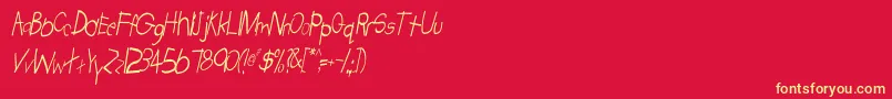 TabathaCnItalic Font – Yellow Fonts on Red Background